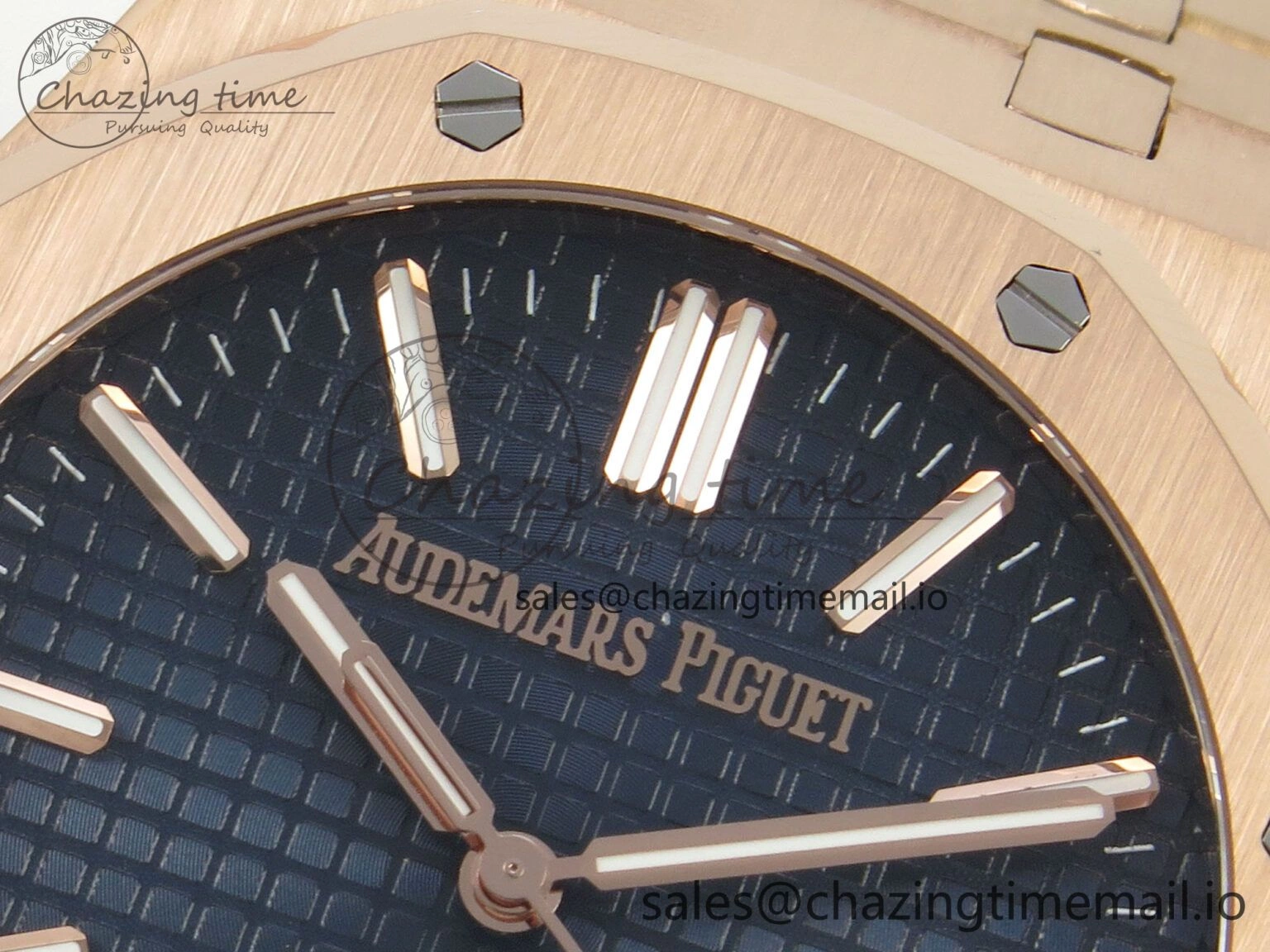 Durable Royal Oak 15510 RG TWSF Best Edition Blue Textured Dial on RG Bracelet SA4302 Super Clone 4245