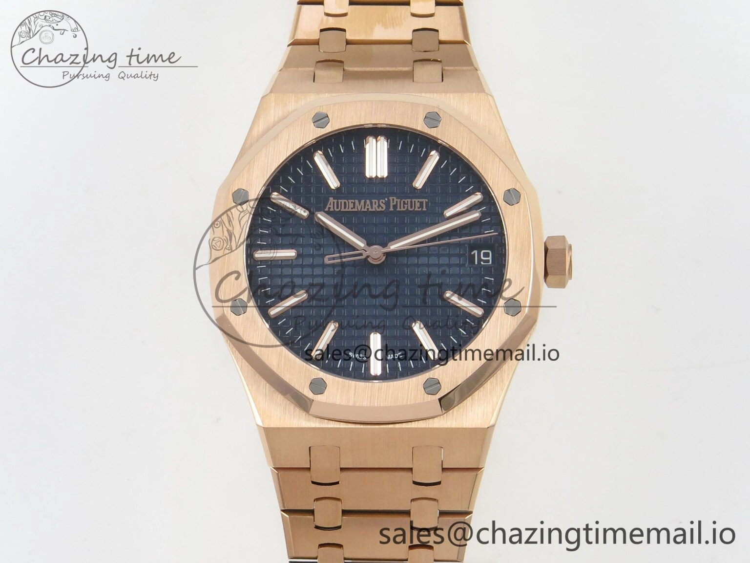 Durable Royal Oak 15510 RG TWSF Best Edition Blue Textured Dial on RG Bracelet SA4302 Super Clone 4245