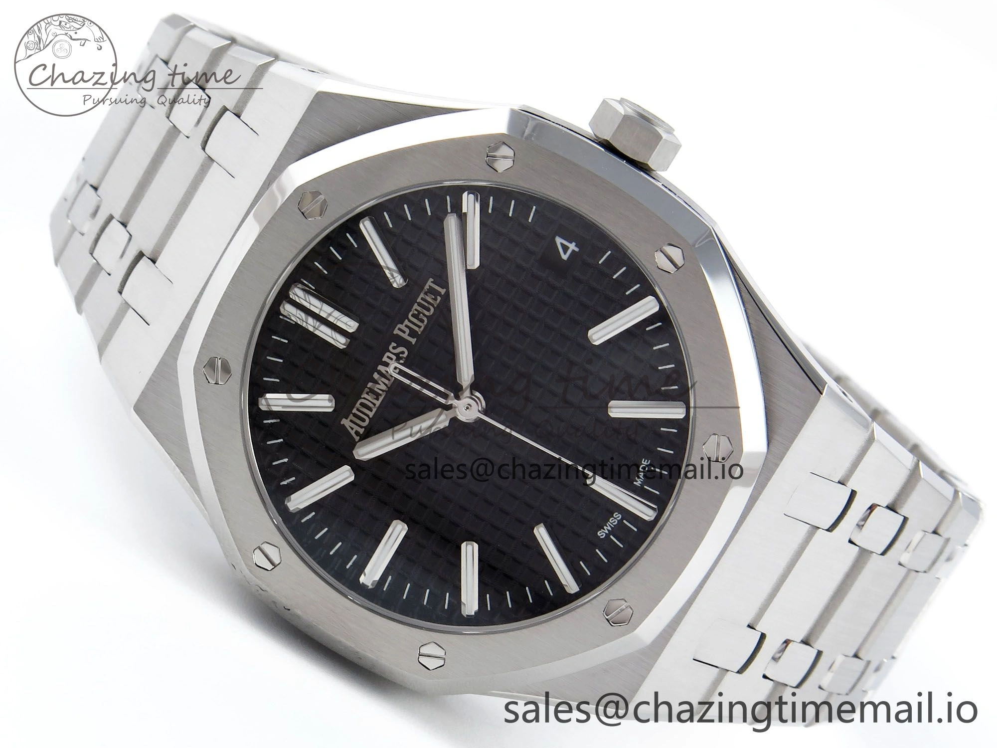 Royal Oak 15510 SS APSF 1:1 Best Edition Black Dial on SS Bracelet SA4302 Super Clone V2 (SW Dial) Sophisticated 4286