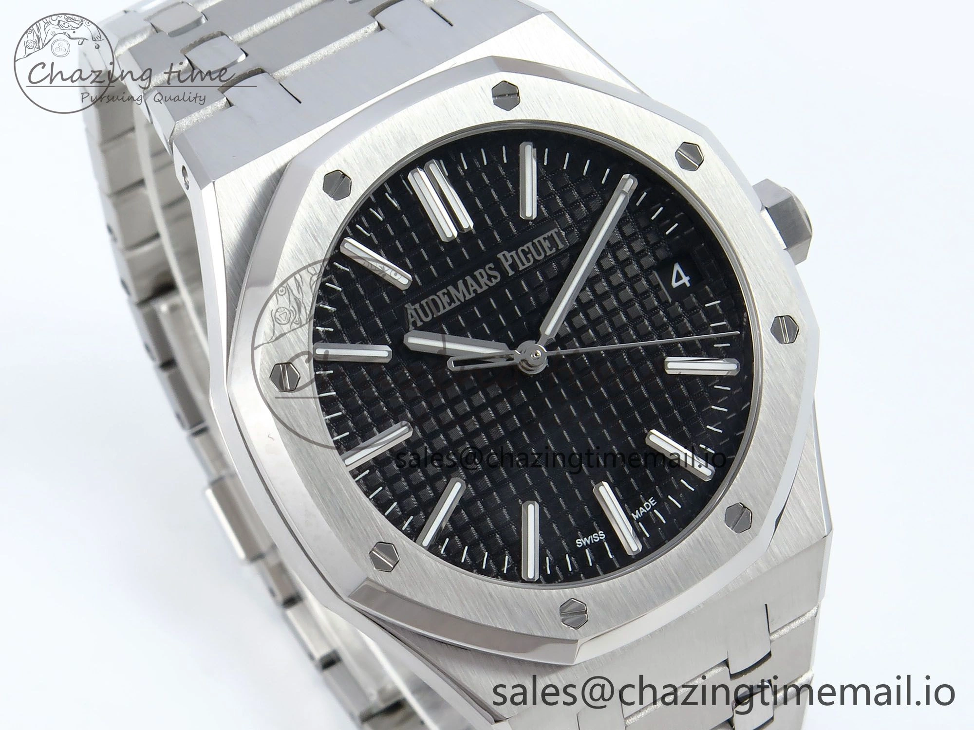 Royal Oak 15510 SS APSF 1:1 Best Edition Black Dial on SS Bracelet SA4302 Super Clone V2 (SW Dial) Sophisticated 4286