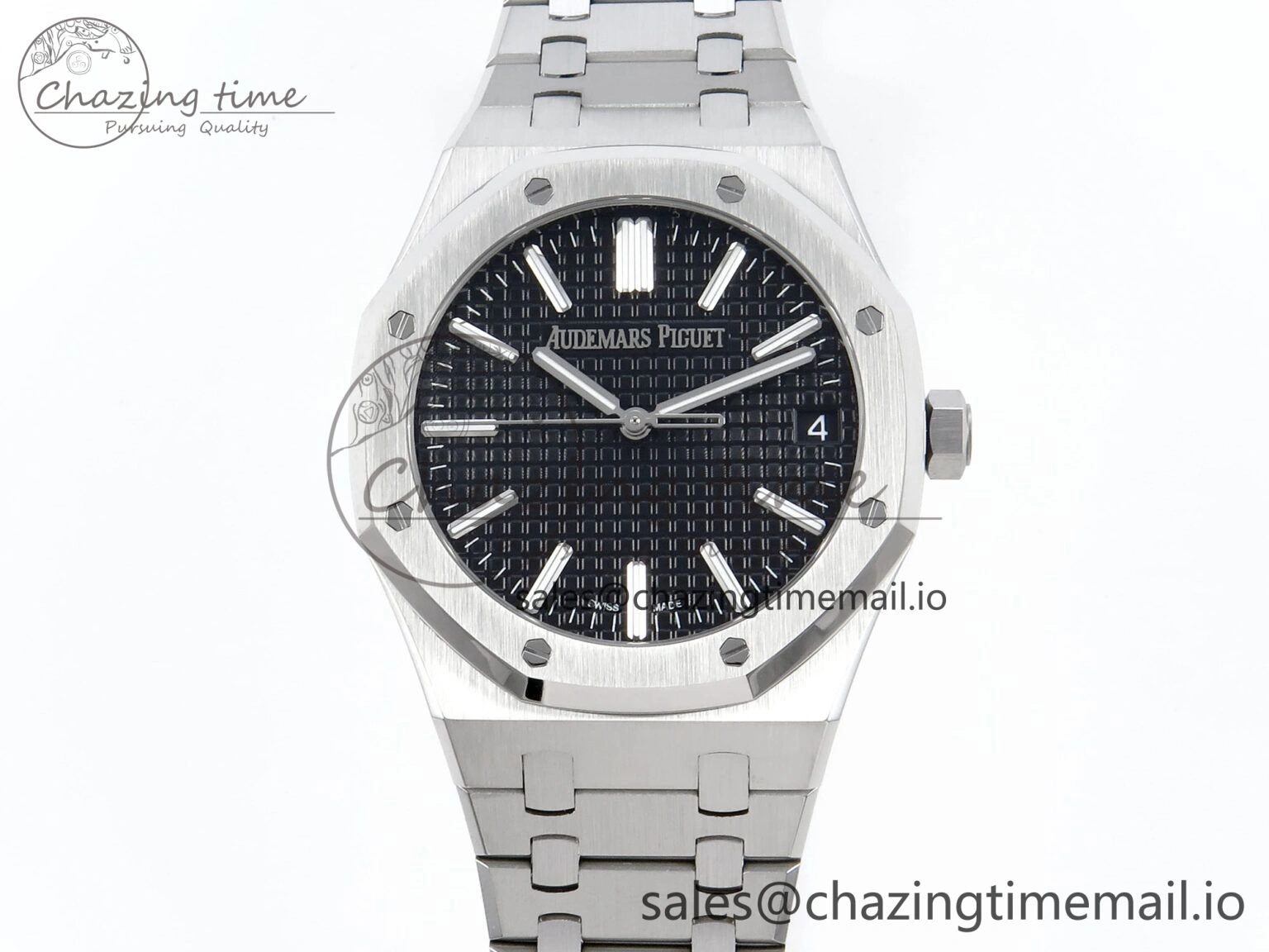 Royal Oak 15510 SS APSF 1:1 Best Edition Black Dial on SS Bracelet SA4302 Super Clone V2 (SW Dial) Sophisticated 4286