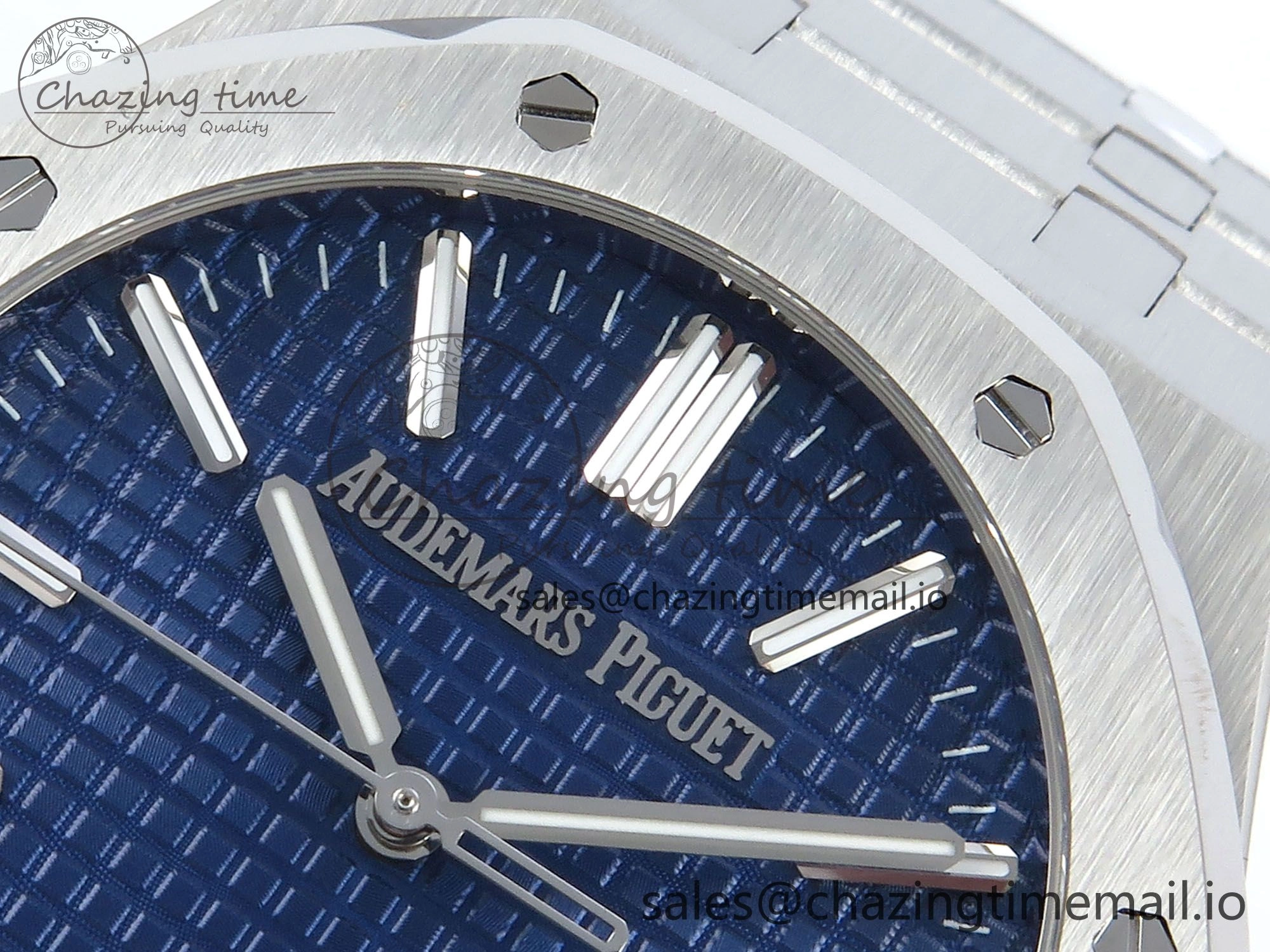 OnTrend Royal Oak 15510 SS APSF 1:1 Best Edition Blue Dial on SS Bracelet SA4302 Super Clone V2 (SW Dial) 4285