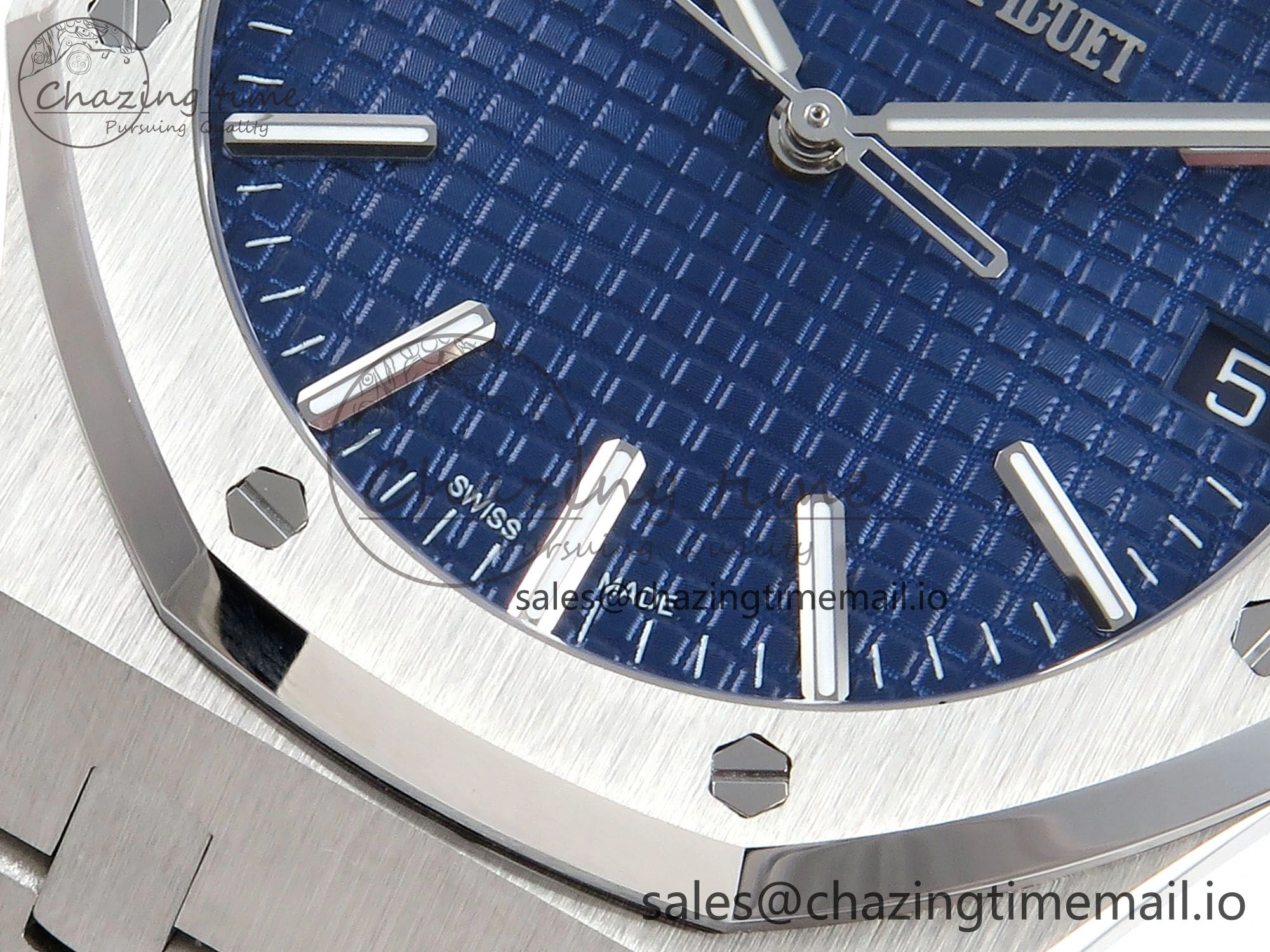 OnTrend Royal Oak 15510 SS APSF 1:1 Best Edition Blue Dial on SS Bracelet SA4302 Super Clone V2 (SW Dial) 4285