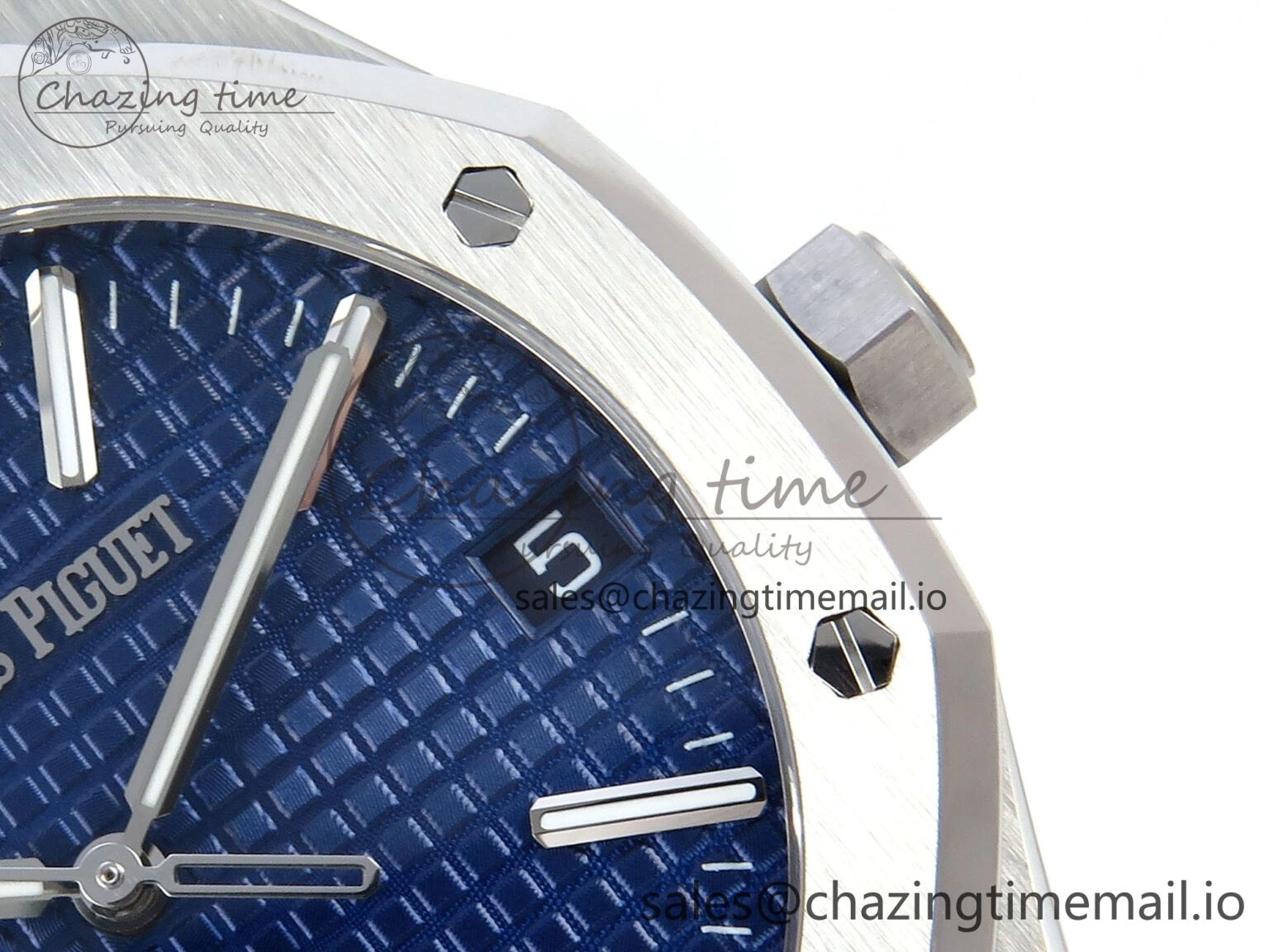 OnTrend Royal Oak 15510 SS APSF 1:1 Best Edition Blue Dial on SS Bracelet SA4302 Super Clone V2 (SW Dial) 4285