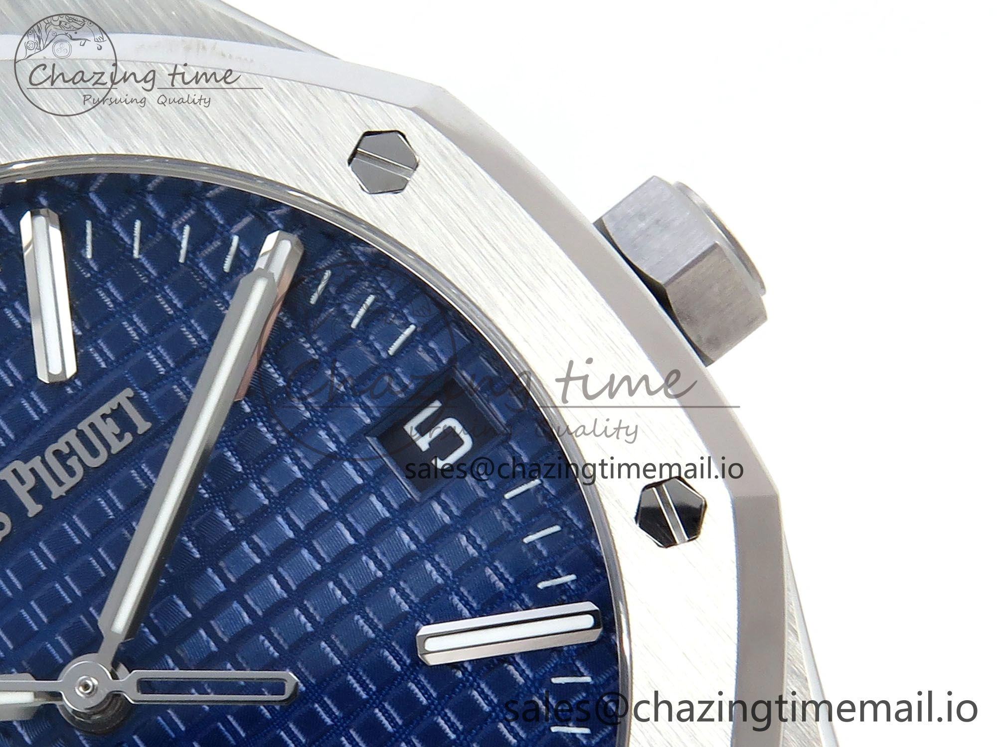 OnTrend Royal Oak 15510 SS APSF 1:1 Best Edition Blue Dial on SS Bracelet SA4302 Super Clone V2 (SW Dial) 4285