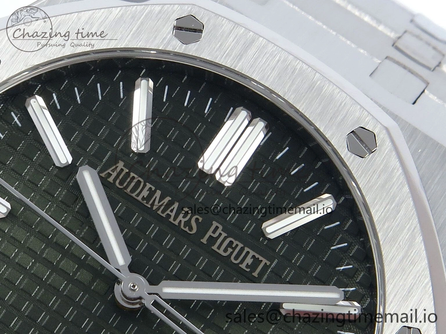Royal Oak 15510 SS APSF 1:1 Best Edition Green Dial on SS Bracelet SA4302 Super Clone V2 (SW Dial) HighPerformance 4297