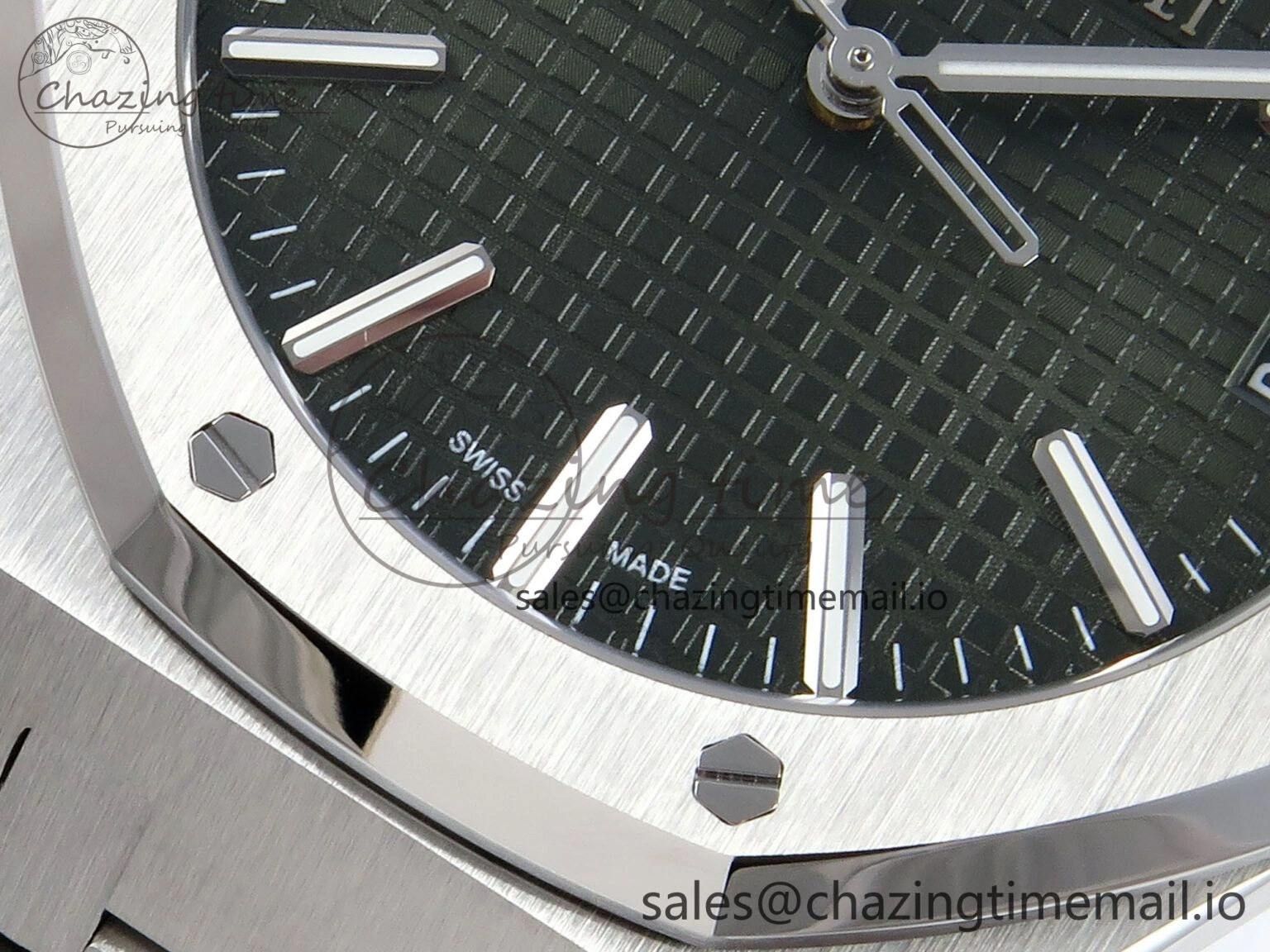 Royal Oak 15510 SS APSF 1:1 Best Edition Green Dial on SS Bracelet SA4302 Super Clone V2 (SW Dial) HighPerformance 4297