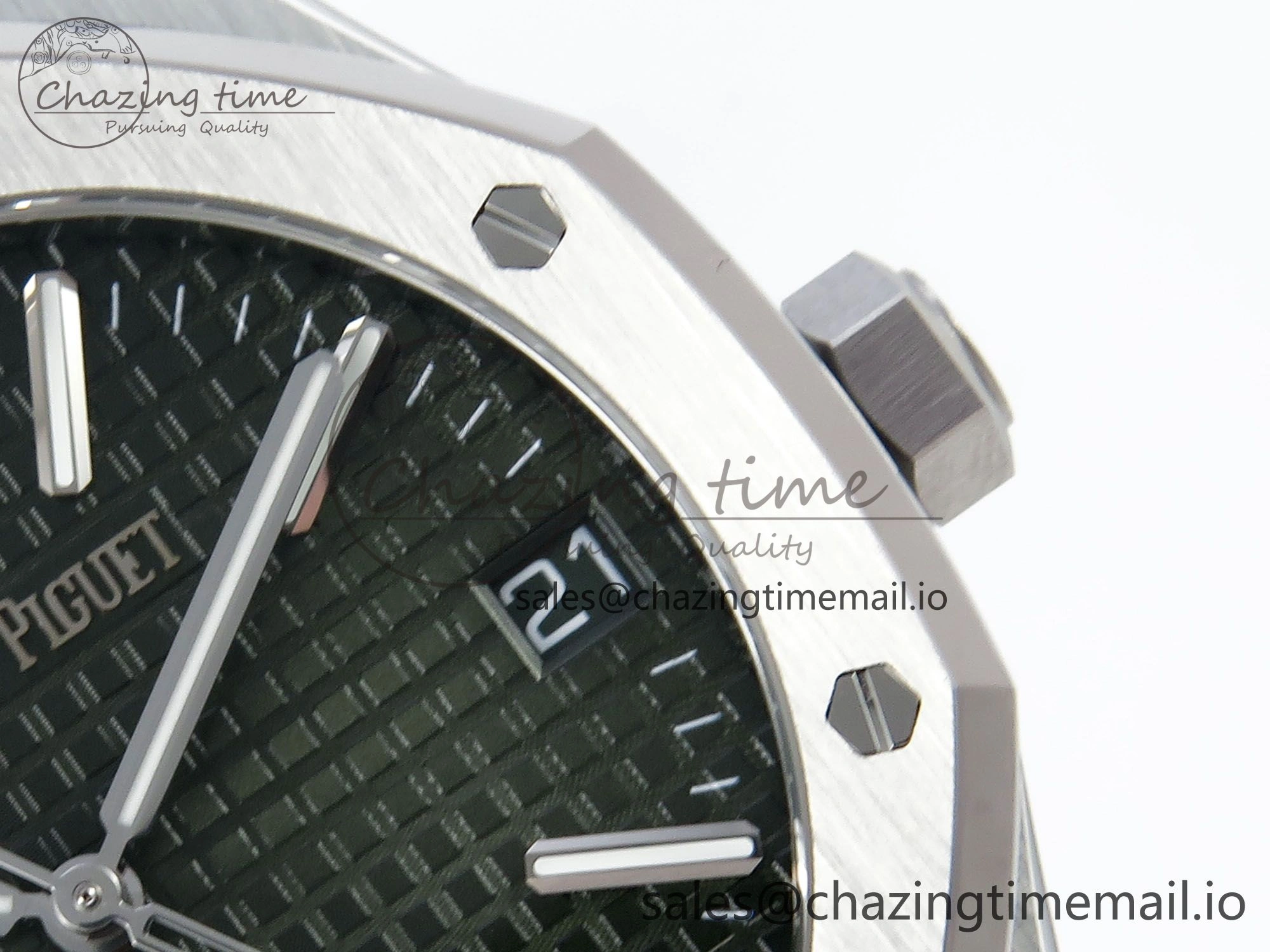 Royal Oak 15510 SS APSF 1:1 Best Edition Green Dial on SS Bracelet SA4302 Super Clone V2 (SW Dial) HighPerformance 4297
