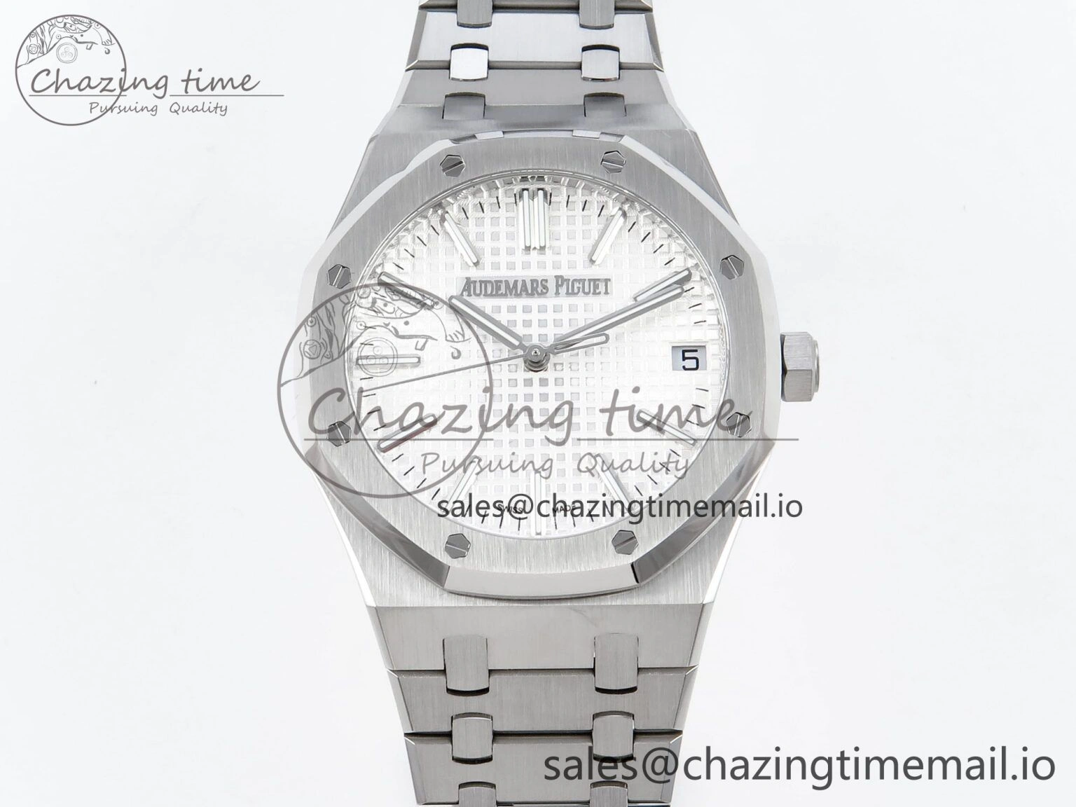 Royal Oak 15510 SS APSF 1:1 Best Edition White Dial on SS Bracelet SA4302 Super Clone V2 (SW Dial) MoistureWicking 4287