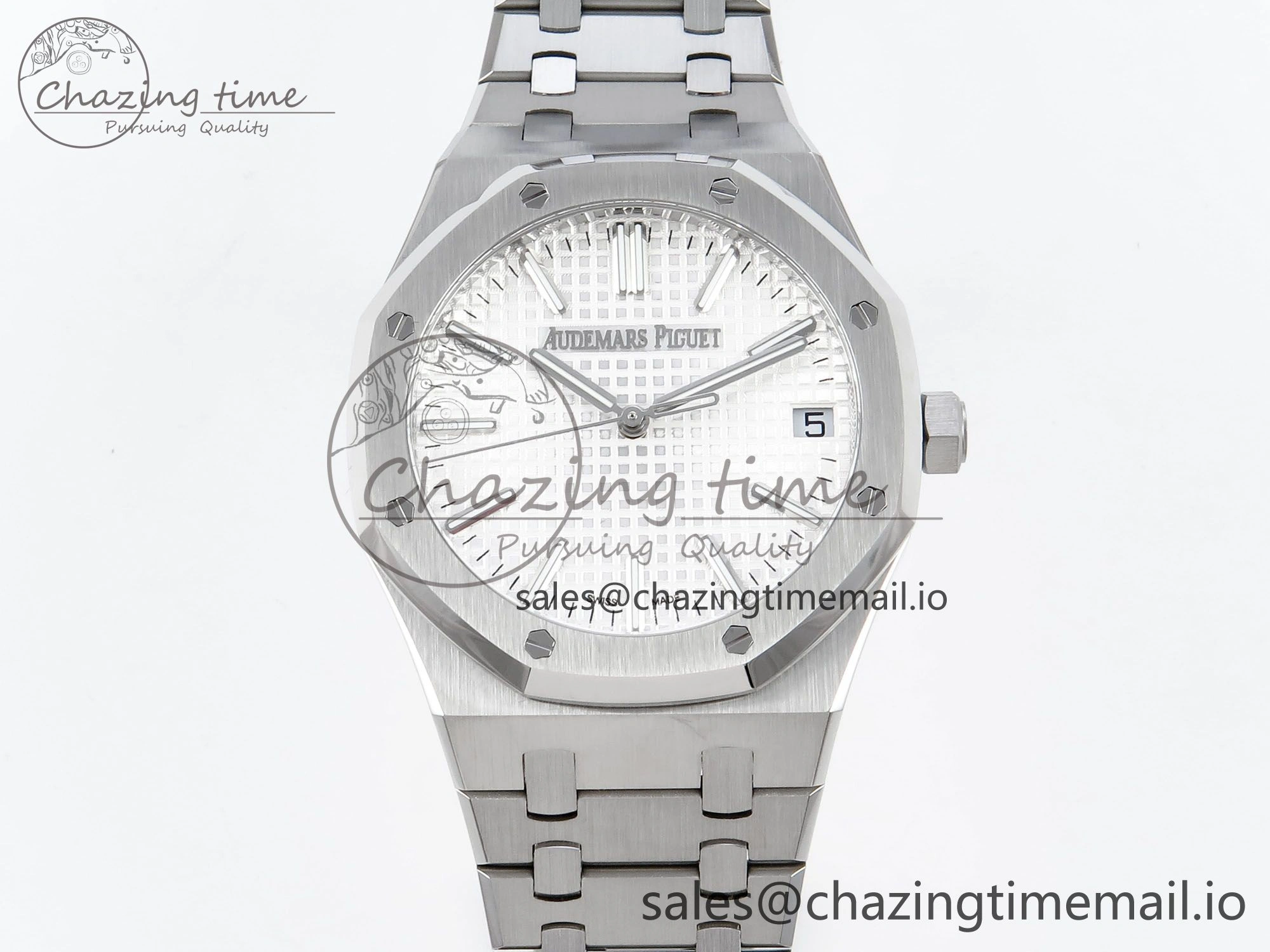 Royal Oak 15510 SS APSF 1:1 Best Edition White Dial on SS Bracelet SA4302 Super Clone V2 (SW Dial) MoistureWicking 4287