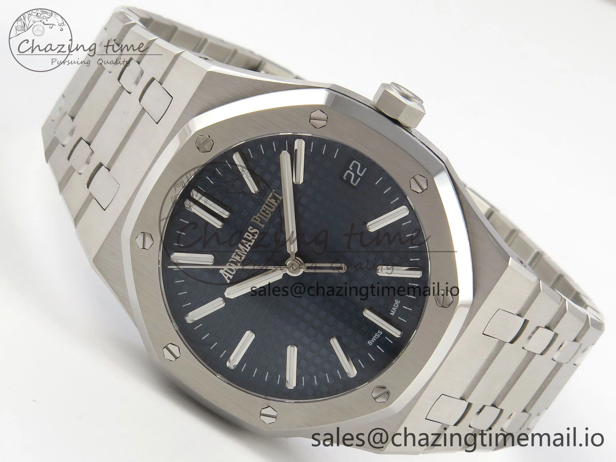 Royal Oak 15510 SS TWSF Best Edition Blue Textured Dial on SS Bracelet SA4302 Super Clone StreetReady 4250