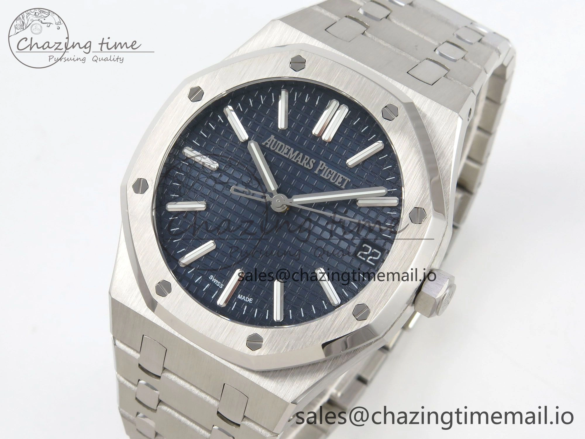 Royal Oak 15510 SS TWSF Best Edition Blue Textured Dial on SS Bracelet SA4302 Super Clone StreetReady 4250