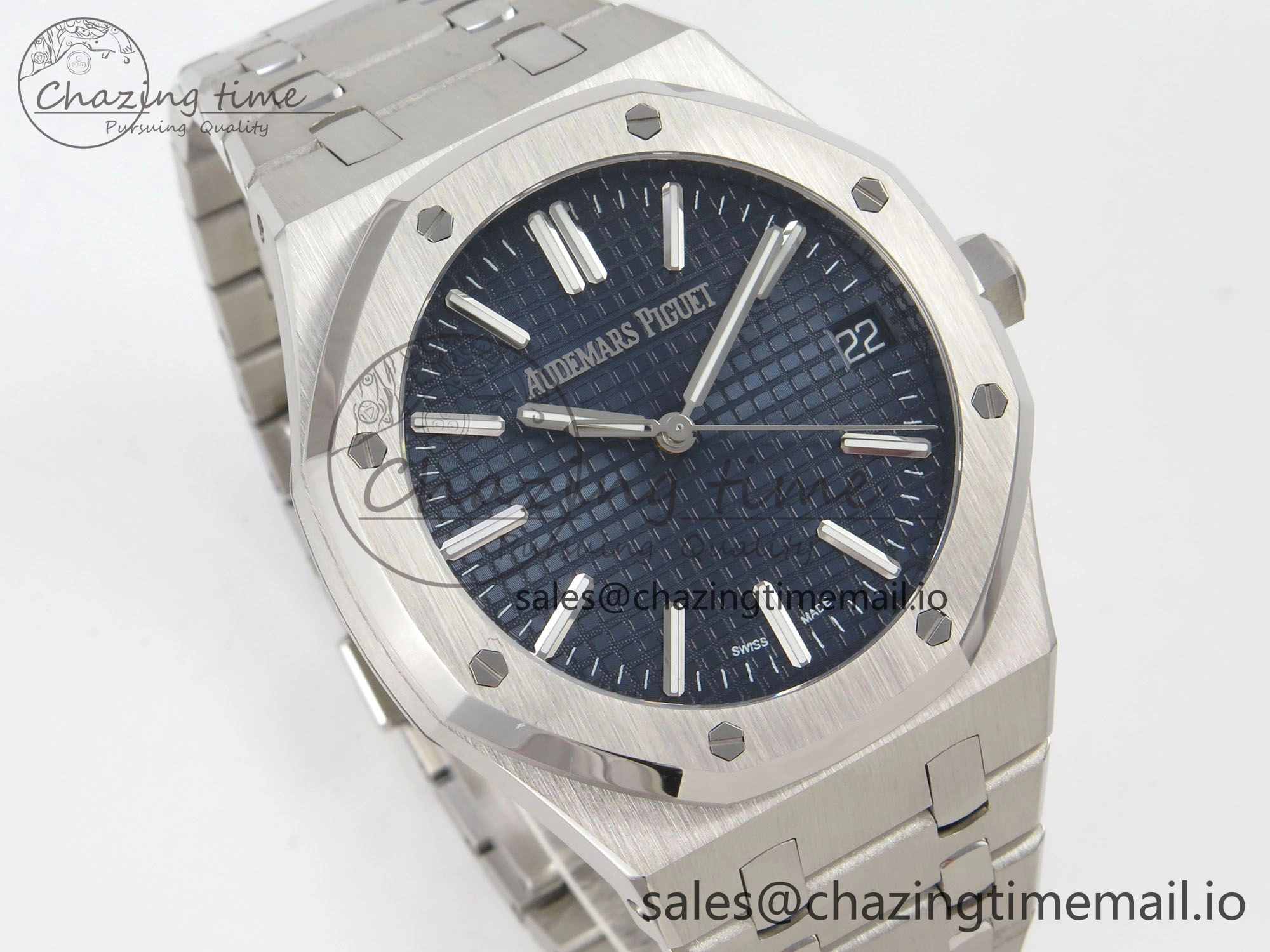 Royal Oak 15510 SS TWSF Best Edition Blue Textured Dial on SS Bracelet SA4302 Super Clone StreetReady 4250