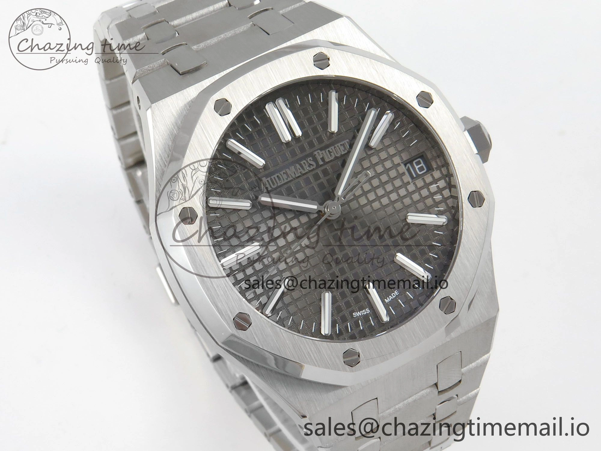 GoAnywhere Royal Oak 15510 SS TWSF Best Edition Gray Textured Dial on SS Bracelet SA4302 Super Clone 4246