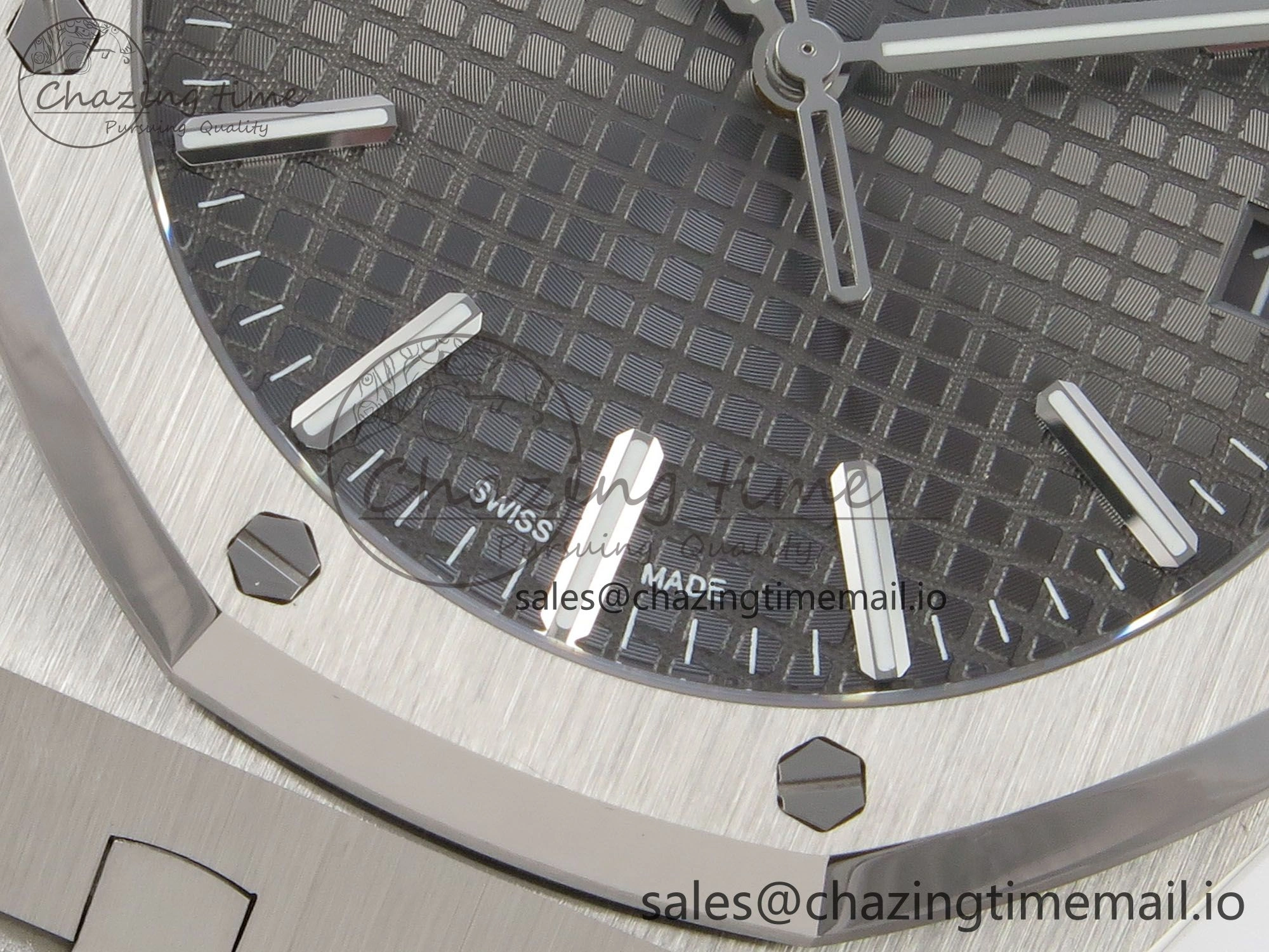 GoAnywhere Royal Oak 15510 SS TWSF Best Edition Gray Textured Dial on SS Bracelet SA4302 Super Clone 4246