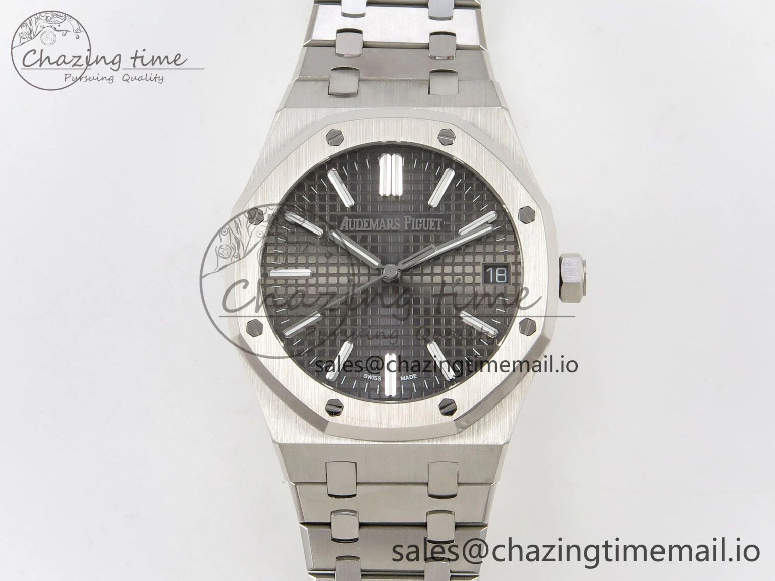 GoAnywhere Royal Oak 15510 SS TWSF Best Edition Gray Textured Dial on SS Bracelet SA4302 Super Clone 4246