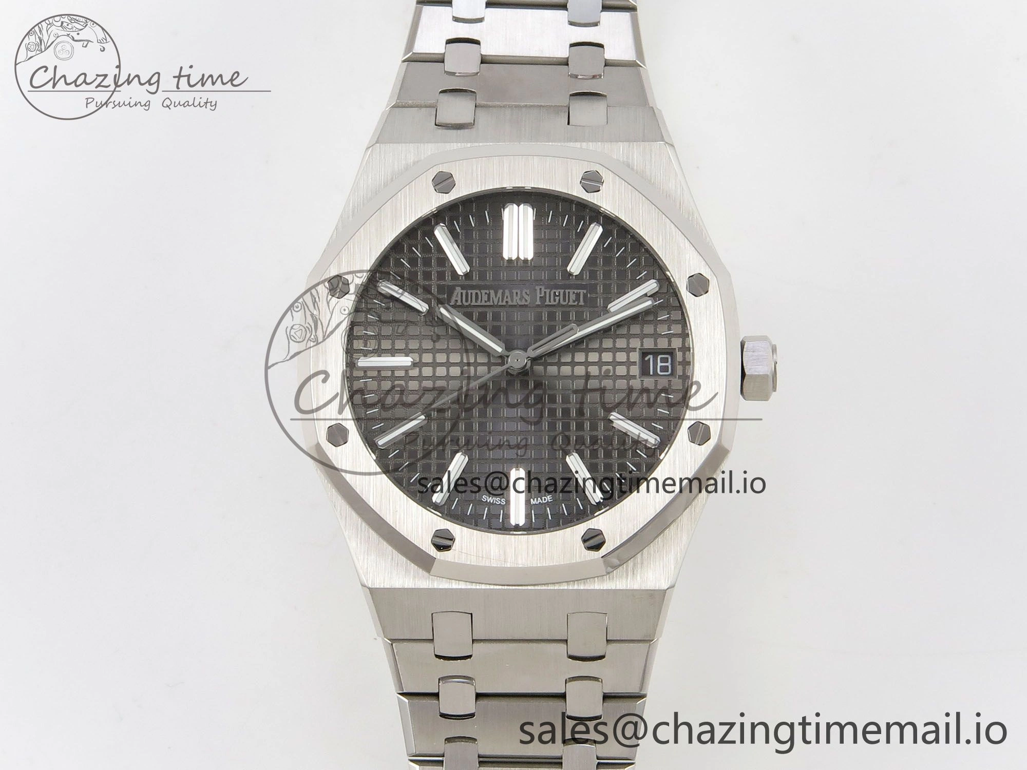 GoAnywhere Royal Oak 15510 SS TWSF Best Edition Gray Textured Dial on SS Bracelet SA4302 Super Clone 4246