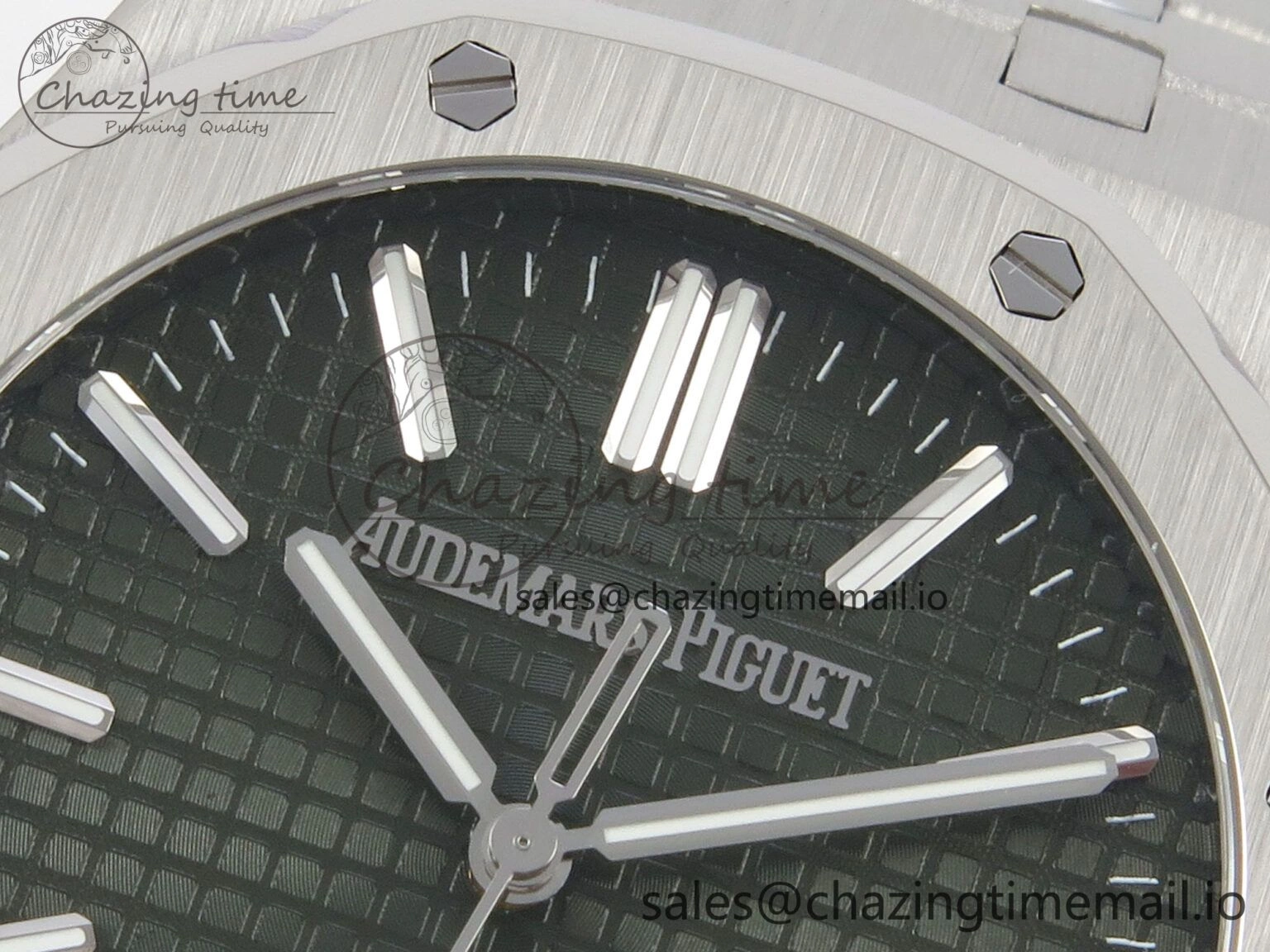 TimelessDesign Royal Oak 15510 SS TWSF Best Edition Green Textured Dial on SS Bracelet SA4302 Super Clone 4248