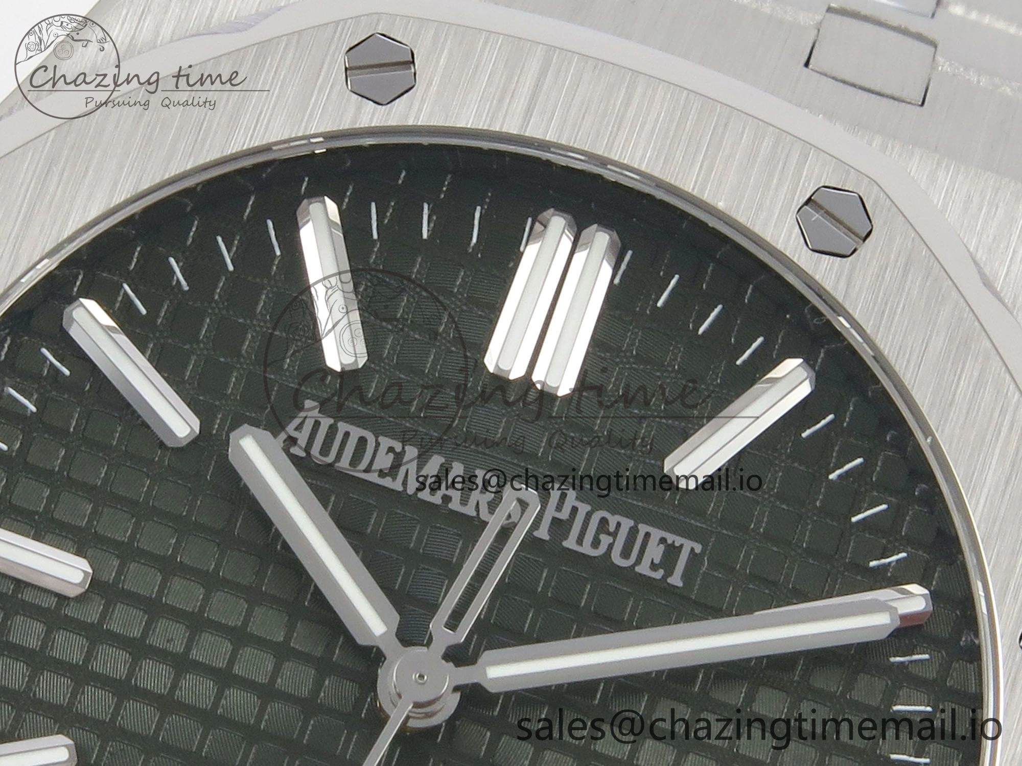 TimelessDesign Royal Oak 15510 SS TWSF Best Edition Green Textured Dial on SS Bracelet SA4302 Super Clone 4248