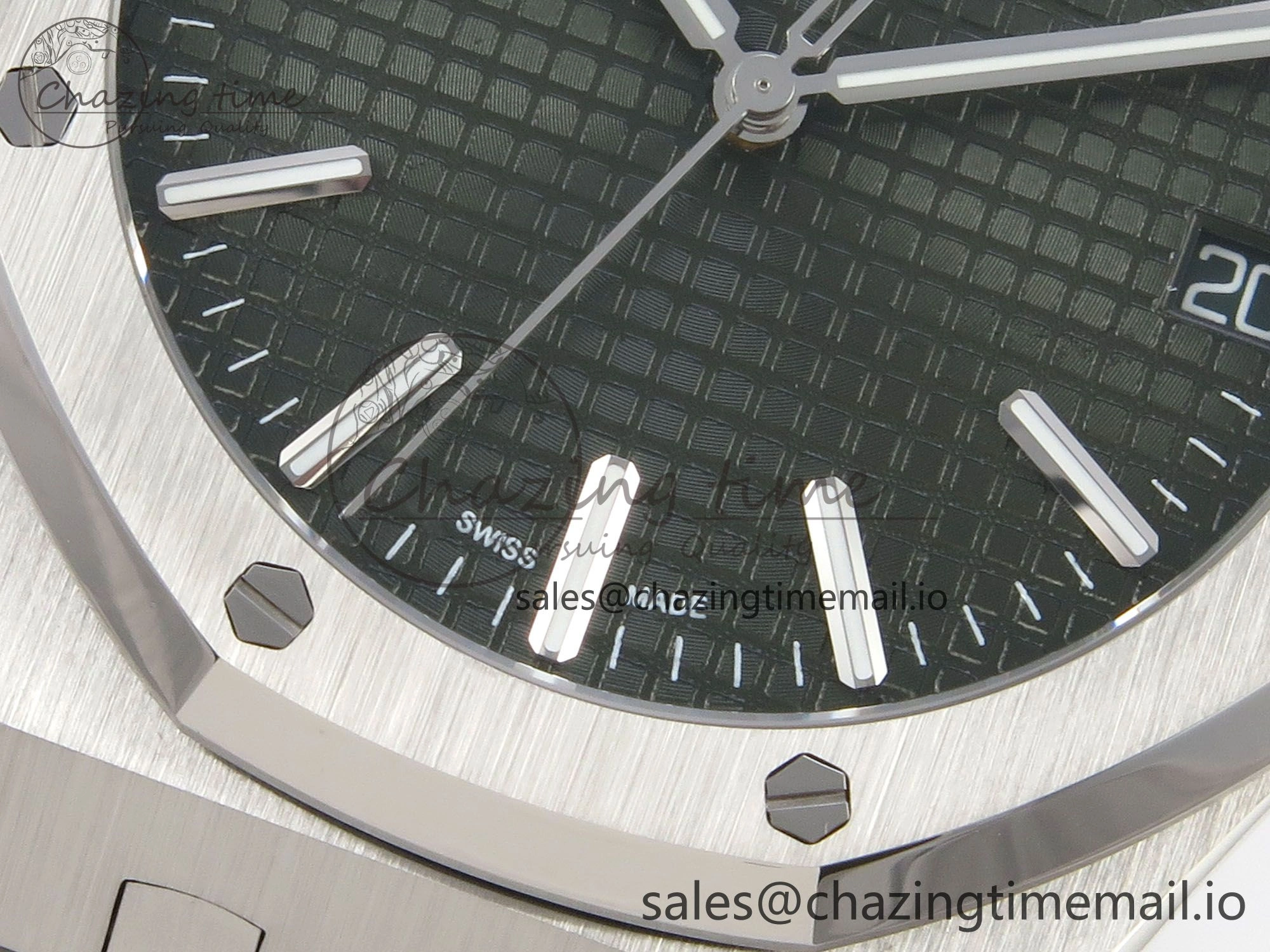 TimelessDesign Royal Oak 15510 SS TWSF Best Edition Green Textured Dial on SS Bracelet SA4302 Super Clone 4248