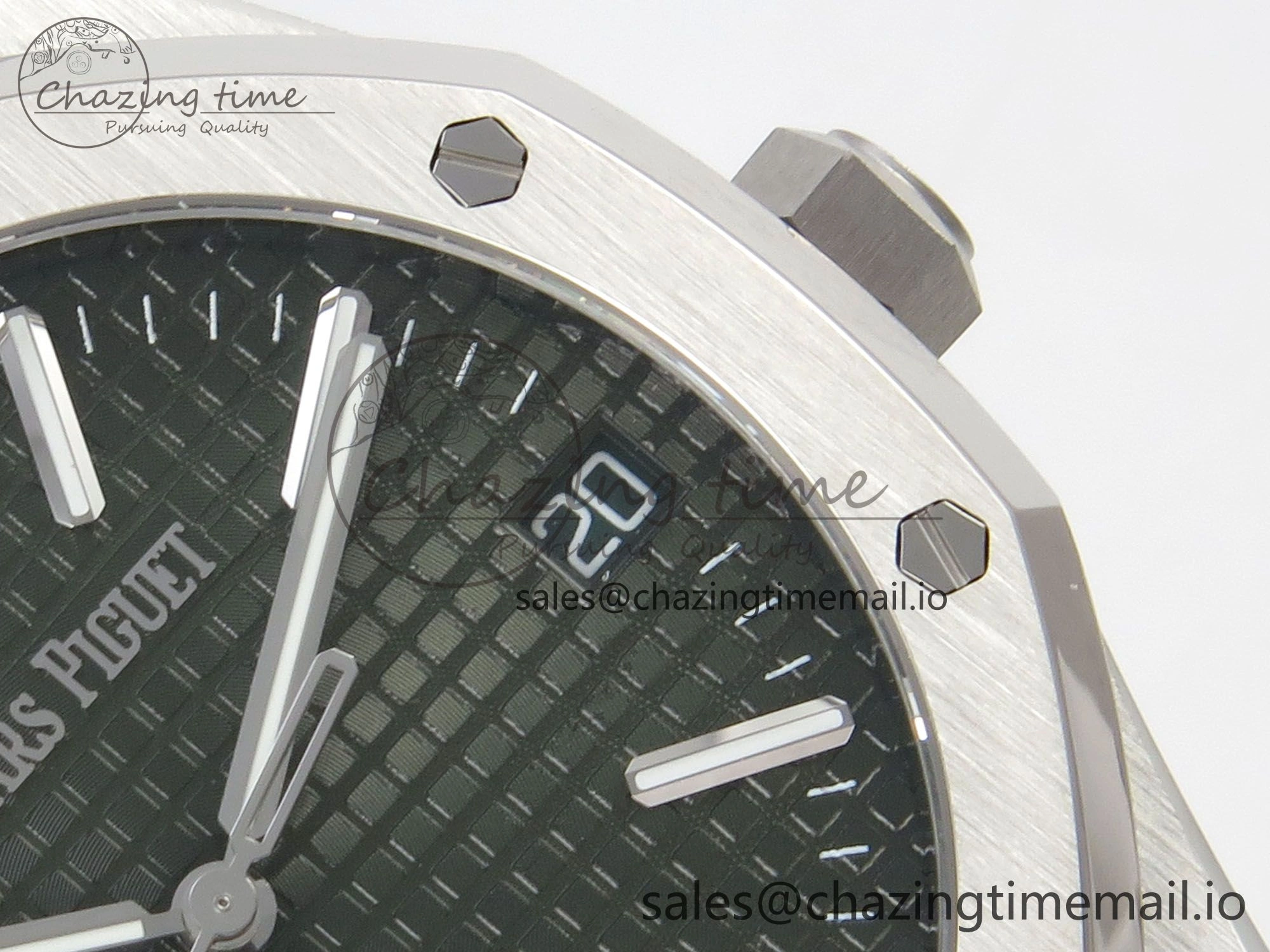 TimelessDesign Royal Oak 15510 SS TWSF Best Edition Green Textured Dial on SS Bracelet SA4302 Super Clone 4248