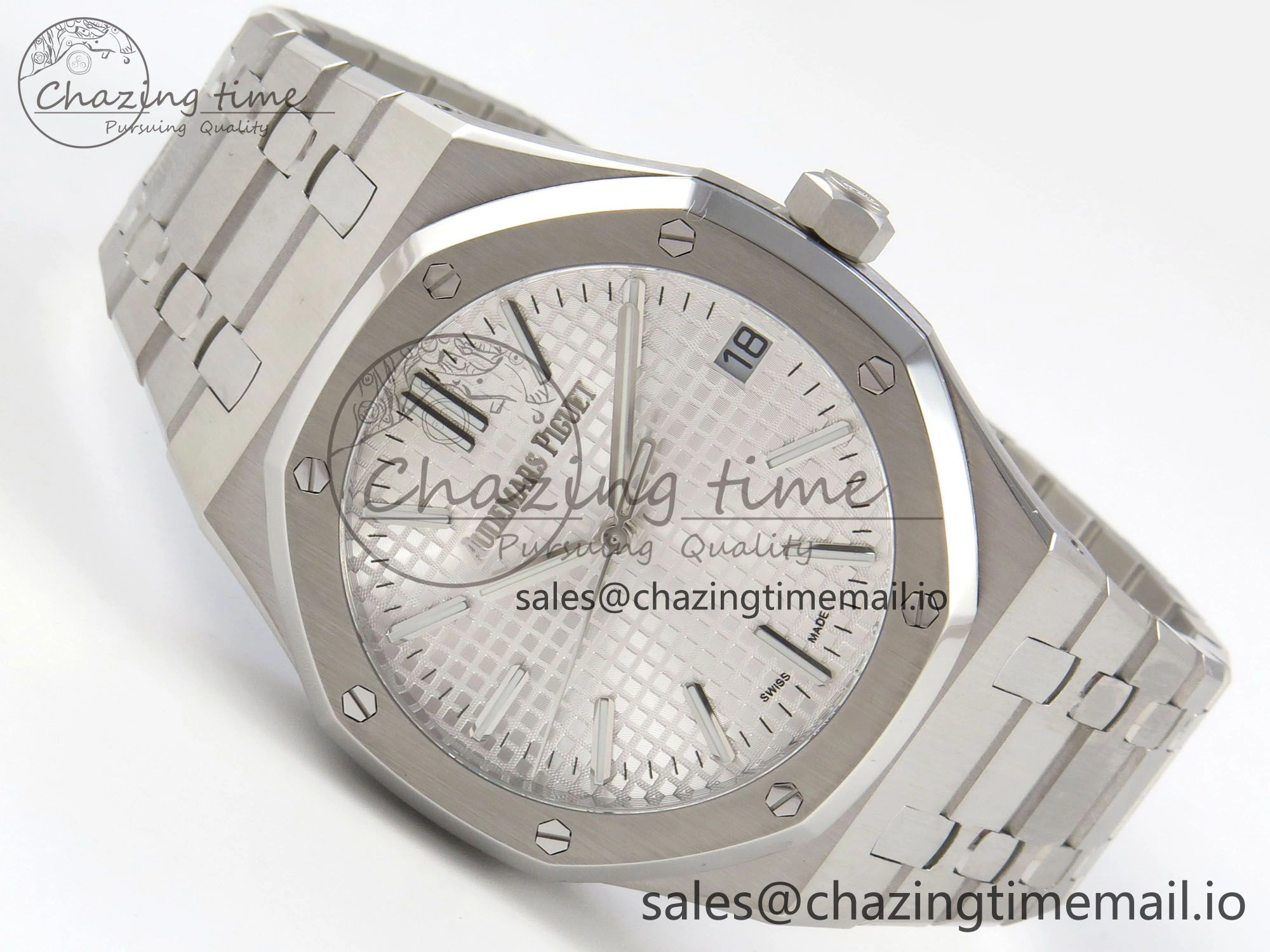 Royal Oak 15510 SS TWSF Best Edition White Textured Dial on SS Bracelet SA4302 Super Clone ZeroBulk 4249