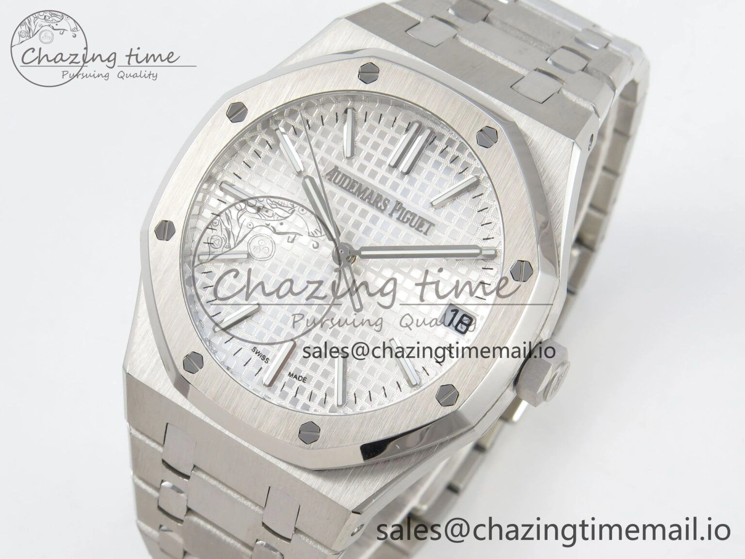 Royal Oak 15510 SS TWSF Best Edition White Textured Dial on SS Bracelet SA4302 Super Clone ZeroBulk 4249