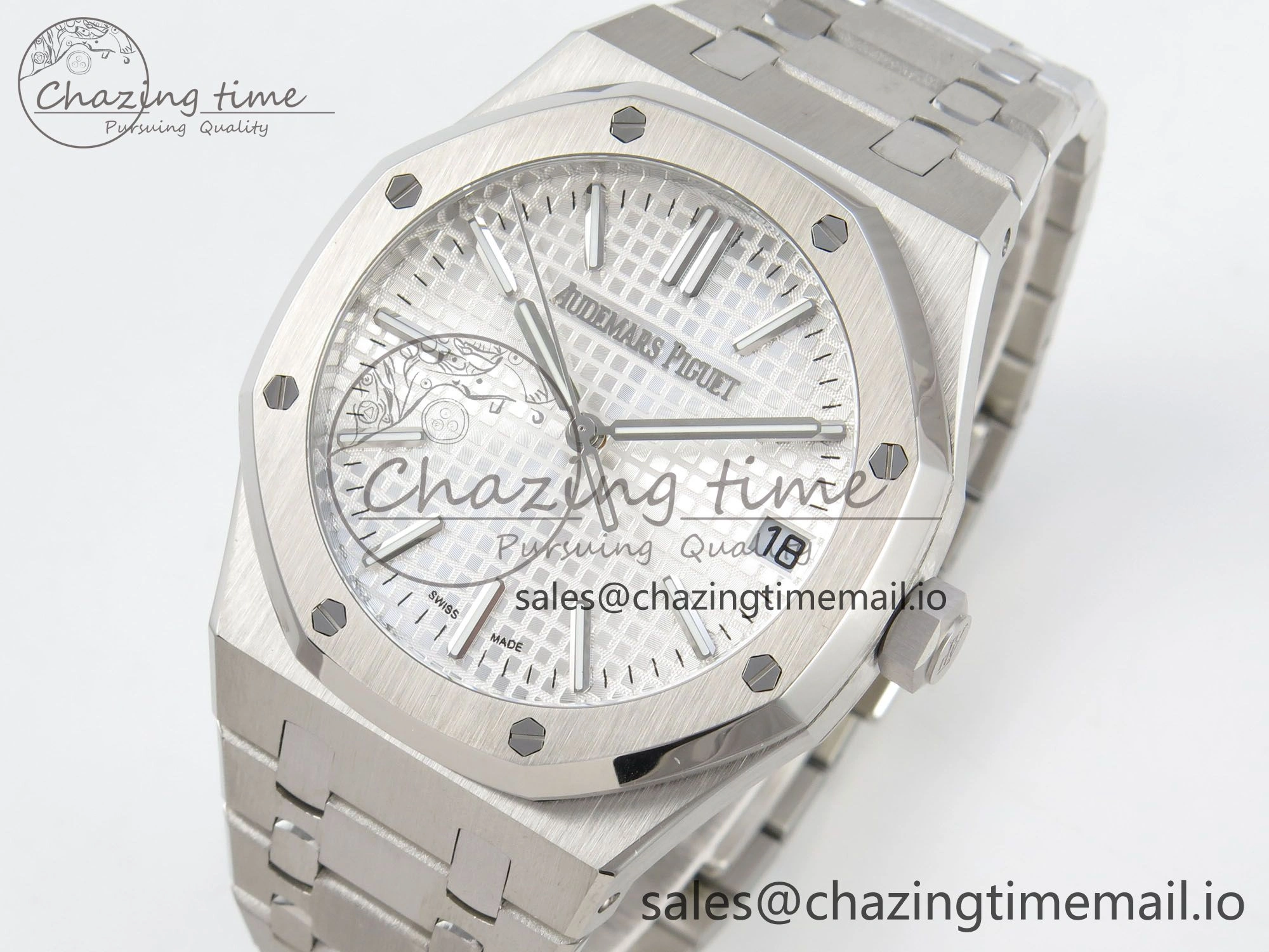 Royal Oak 15510 SS TWSF Best Edition White Textured Dial on SS Bracelet SA4302 Super Clone ZeroBulk 4249