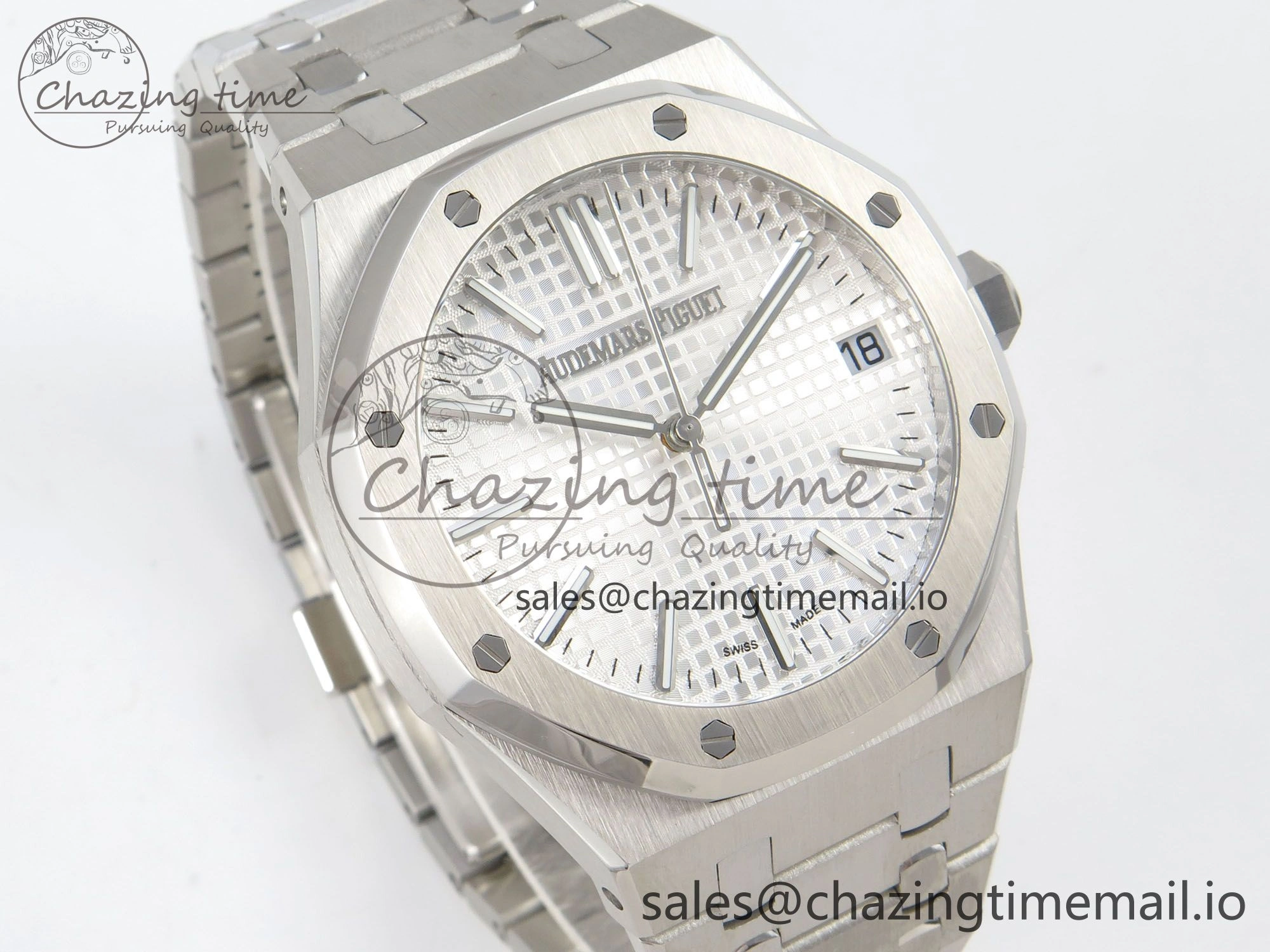 Royal Oak 15510 SS TWSF Best Edition White Textured Dial on SS Bracelet SA4302 Super Clone ZeroBulk 4249