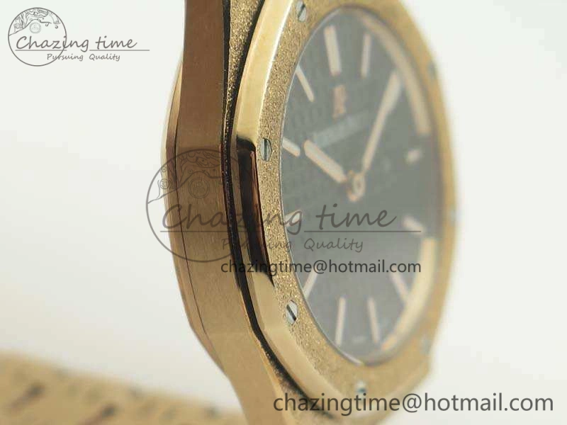 Royal Oak 33mm 15000 Satin-Polished RG OM Best Edition Black Dial On RG Bracelet Quartz Resilient 10729