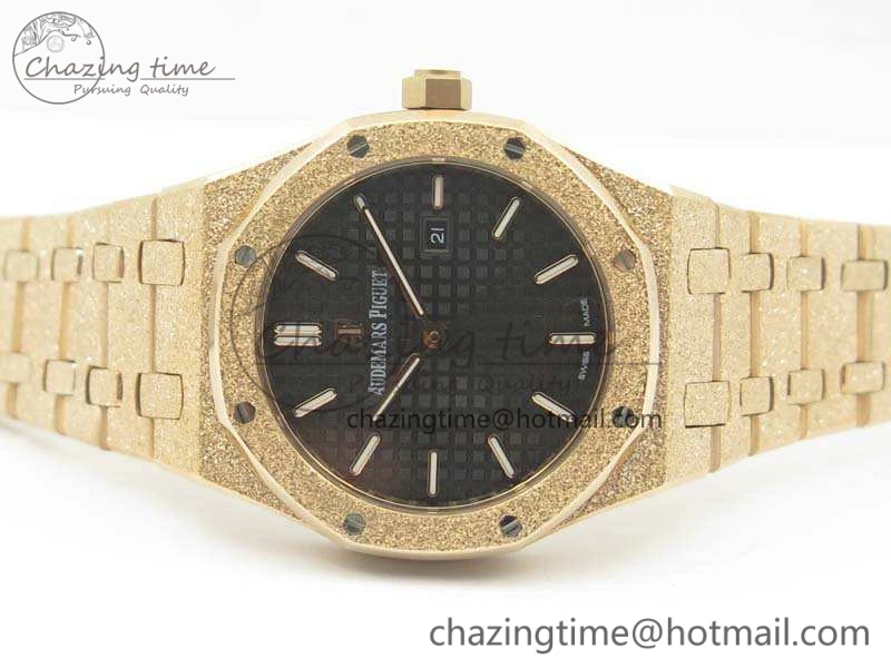 Royal Oak 33mm 15000 Satin-Polished RG OM Best Edition Black Dial On RG Bracelet Quartz Resilient 10729