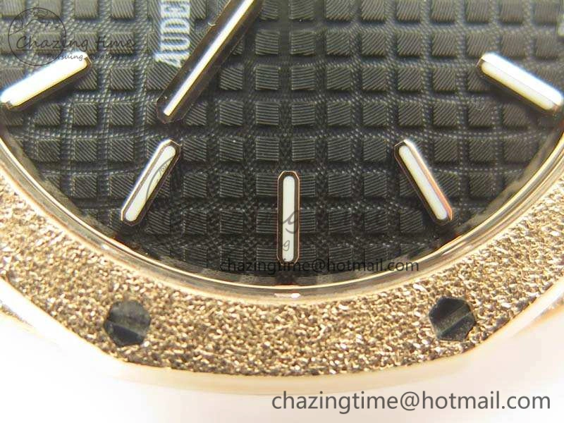Royal Oak 33mm 15000 Satin-Polished RG OM Best Edition Black Dial On RG Bracelet Quartz Resilient 10729