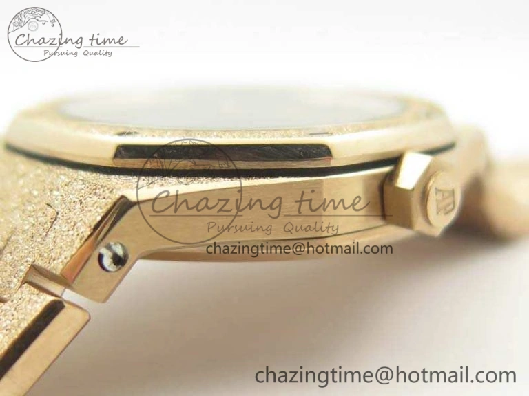 Original Royal Oak 33mm 15000 Satin-Polished RG OM Best Edition Blue Dial On RG Bracelet Quartz 4961