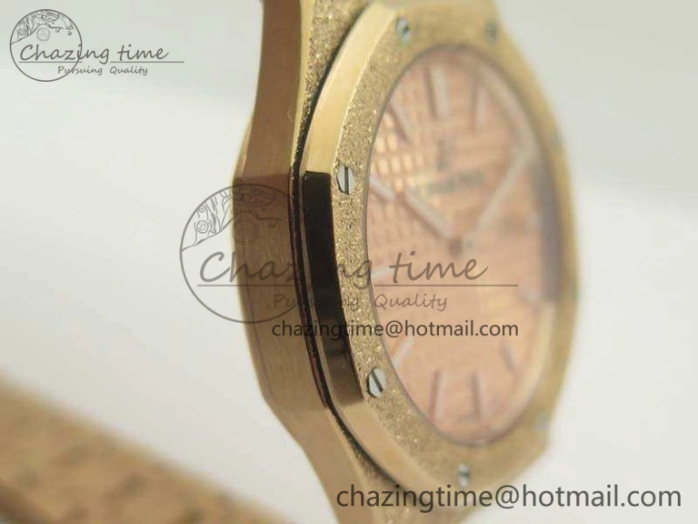 Supportive Royal Oak 33mm 15000 Satin-Polished RG OM Best Edition Gold Dial On RG Bracelet Quartz 4964