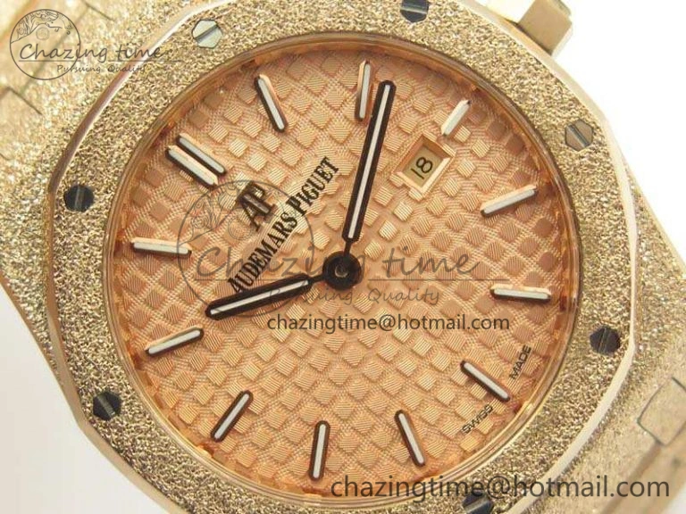 Supportive Royal Oak 33mm 15000 Satin-Polished RG OM Best Edition Gold Dial On RG Bracelet Quartz 4964