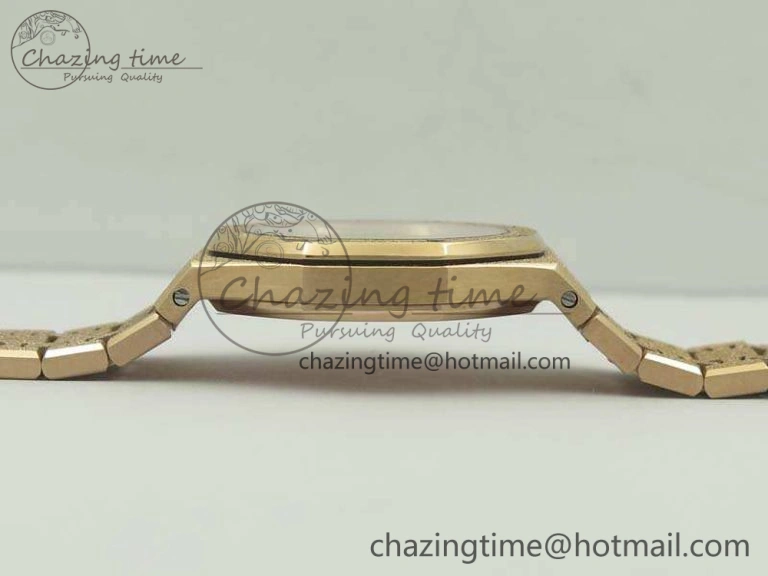 Supportive Royal Oak 33mm 15000 Satin-Polished RG OM Best Edition Gold Dial On RG Bracelet Quartz 4964