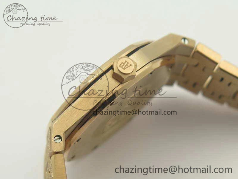 Comfortable Royal Oak 33mm 15000 Satin-Polished RG OM Best Edition Gray Dial On RG Bracelet Quartz 4963