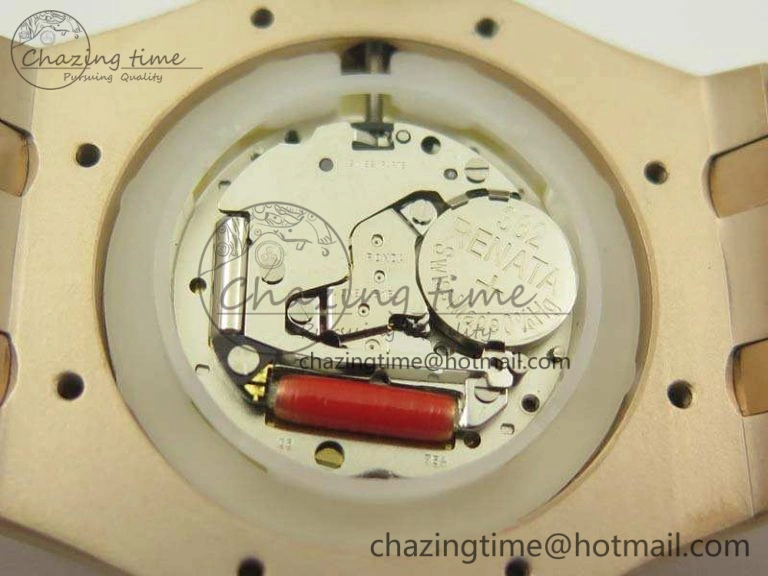 Comfortable Royal Oak 33mm 15000 Satin-Polished RG OM Best Edition Gray Dial On RG Bracelet Quartz 4963