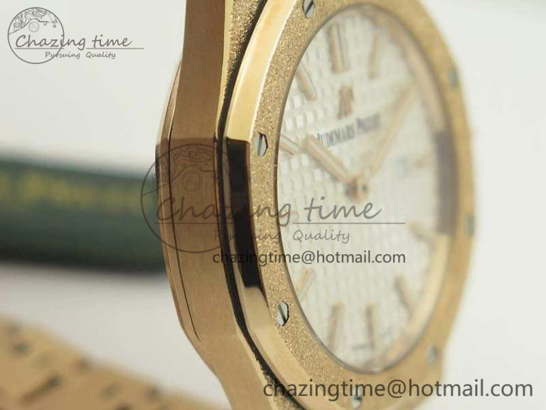 Royal Oak 33mm 15000 Satin-Polished RG OM Best Edition White Dial On RG Bracelet Quartz Stretchable 10730