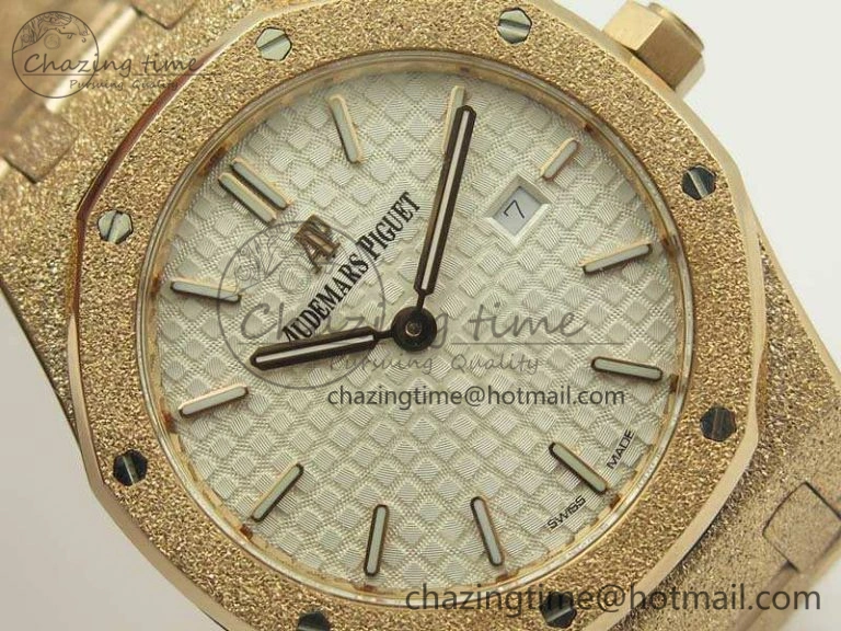 Royal Oak 33mm 15000 Satin-Polished RG OM Best Edition White Dial On RG Bracelet Quartz Stretchable 10730