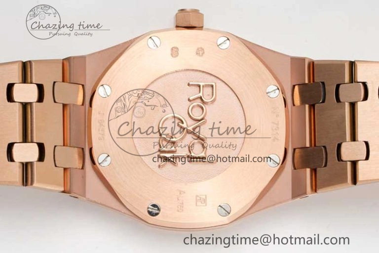 Royal Oak 33mm Ladies RG 8F Best Edition Blue Dial Diamonds Bezel on RG Bracelet Quartz Stylish 4786