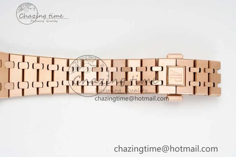 Royal Oak 33mm Ladies RG 8F Best Edition Blue Dial Diamonds Bezel on RG Bracelet Quartz Stylish 4786