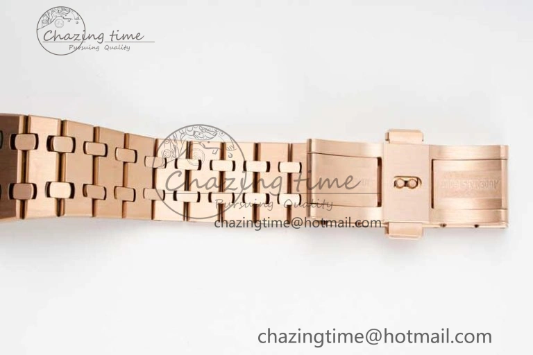 Royal Oak 33mm Ladies RG 8F Best Edition Blue Dial Diamonds Bezel on RG Bracelet Quartz Stylish 4786
