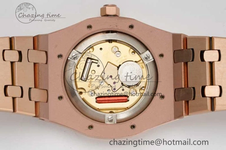 BestValue Royal Oak 33mm Ladies RG 8F Best Edition White Dial Diamonds Bezel on RG Bracelet Quartz 10256