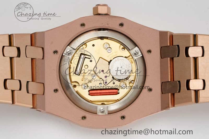 BestValue Royal Oak 33mm Ladies RG 8F Best Edition White Dial Diamonds Bezel on RG Bracelet Quartz 10256