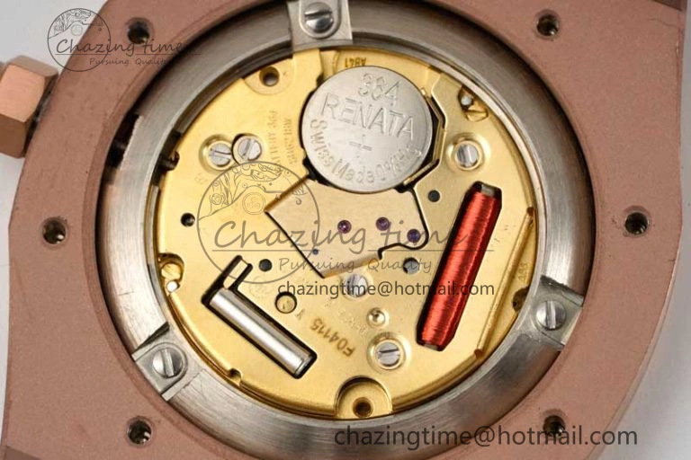 BestValue Royal Oak 33mm Ladies RG 8F Best Edition White Dial Diamonds Bezel on RG Bracelet Quartz 10256
