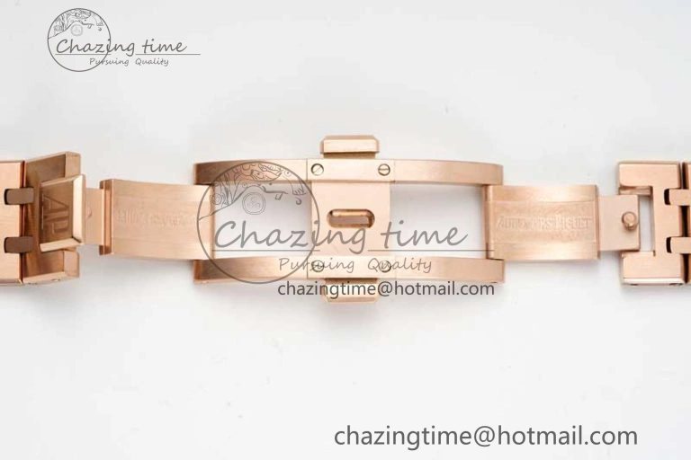 BestValue Royal Oak 33mm Ladies RG 8F Best Edition White Dial Diamonds Bezel on RG Bracelet Quartz 10256