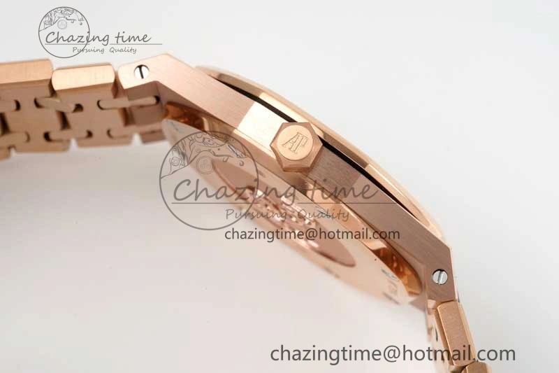BestValue Royal Oak 33mm Ladies RG 8F Best Edition White Dial Diamonds Bezel on RG Bracelet Quartz 10256