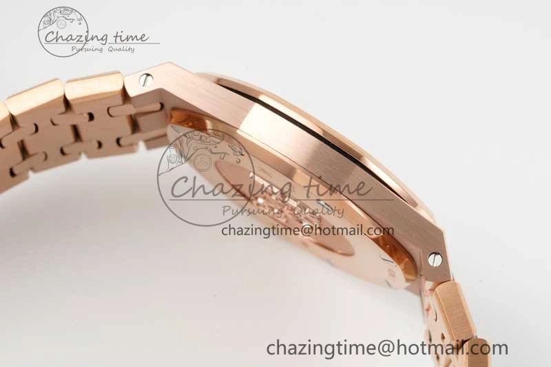 BestValue Royal Oak 33mm Ladies RG 8F Best Edition White Dial Diamonds Bezel on RG Bracelet Quartz 10256