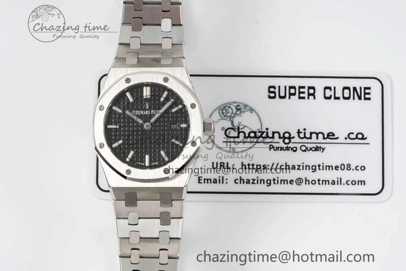 Unique Royal Oak 33mm Ladies SS 8F Best Edition Black Dial on SS Bracelet Quartz 10253